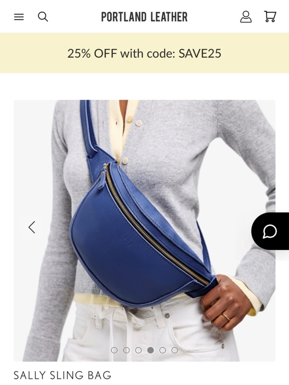 NWT, Portland Leather- Sally Sling Bag, Molino Blue (pebbled)